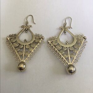 Huge Sterling Tribal Style Earrings Sumatra